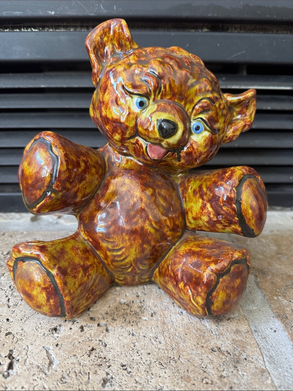 Brown and Yellow Glazed Ceramic Bear Figurine - Home Accents